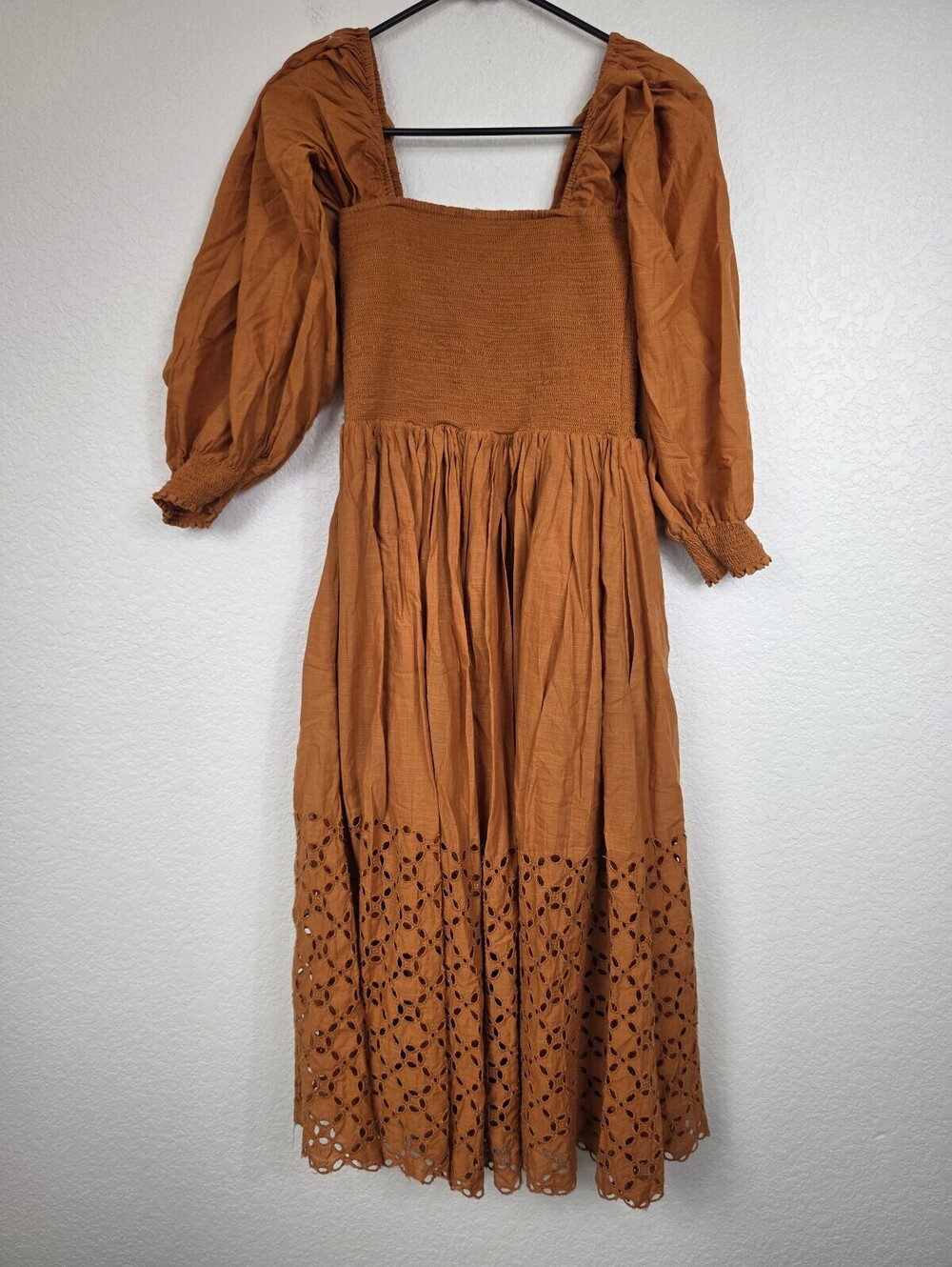 Free People Brown Eyelet Midi Dress Size Small